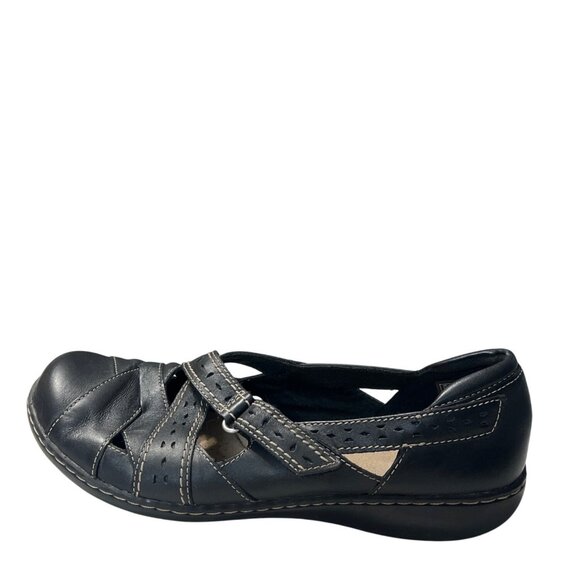 Clarks Black Leather Flats Size 10 - Picture 9 of 9